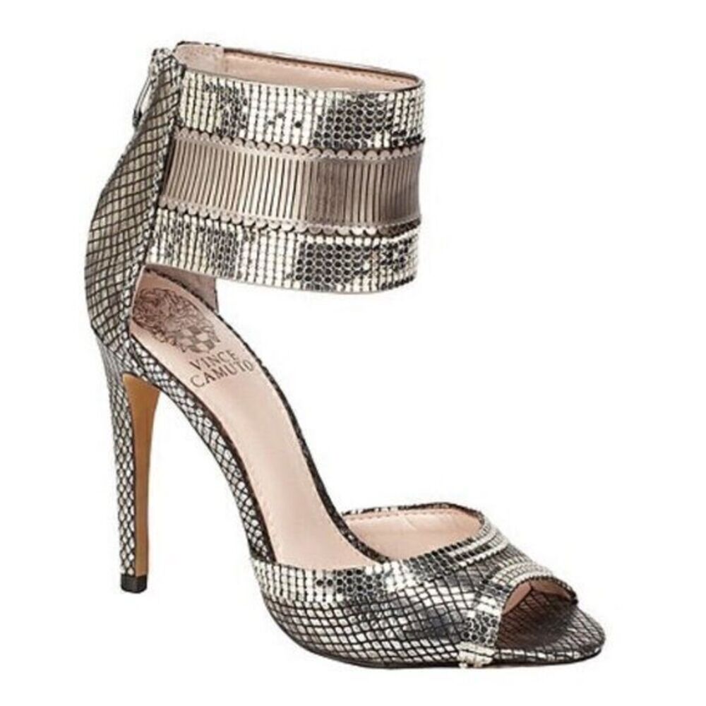 Vince Camuto Womens Adesie Ankle Cuffs Stiletto Dressy Metallic Sandals 7.5 M
